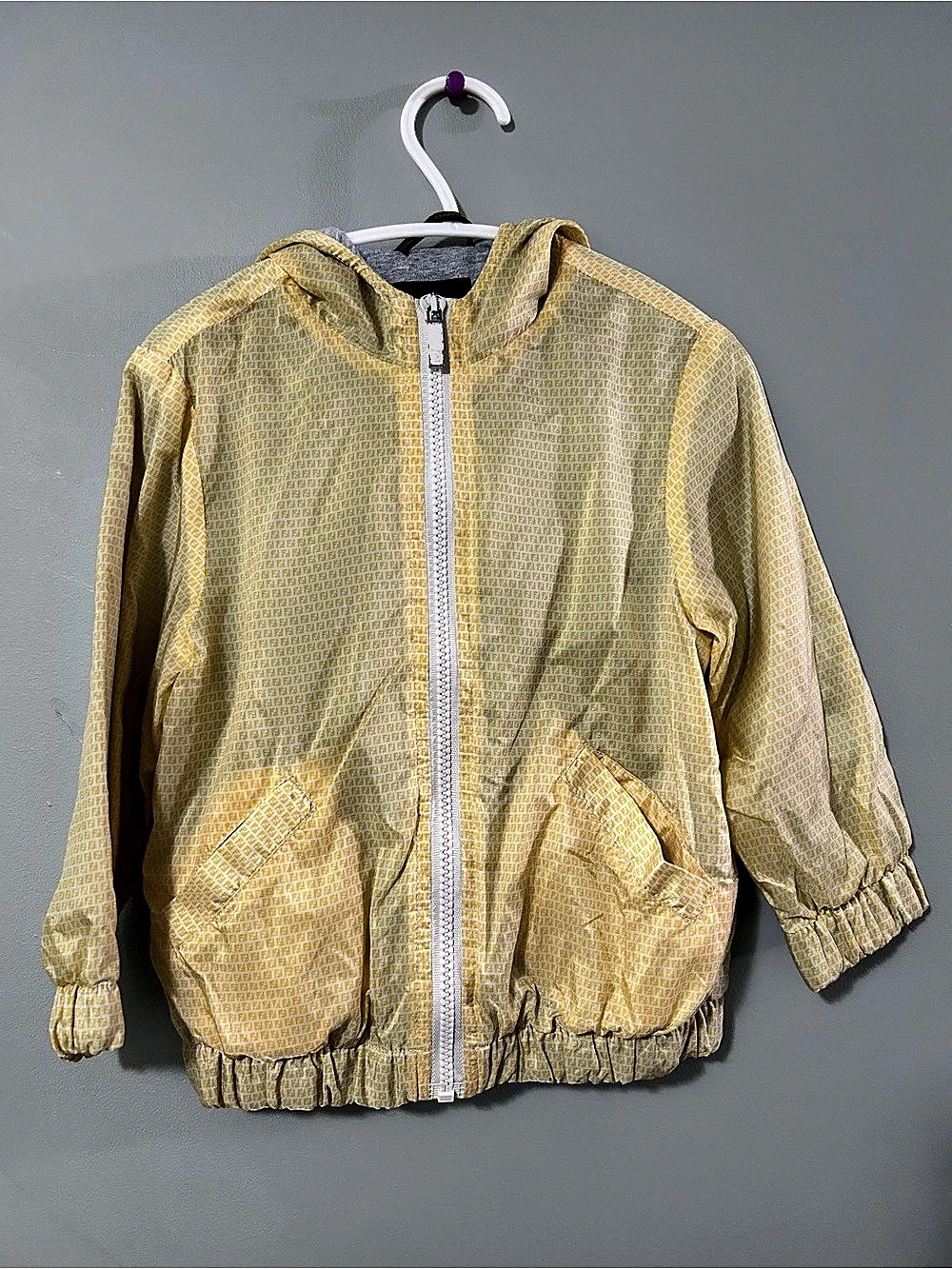 Fendi Kids Yellow Monogram Hooded Jacket Size 2A Like New